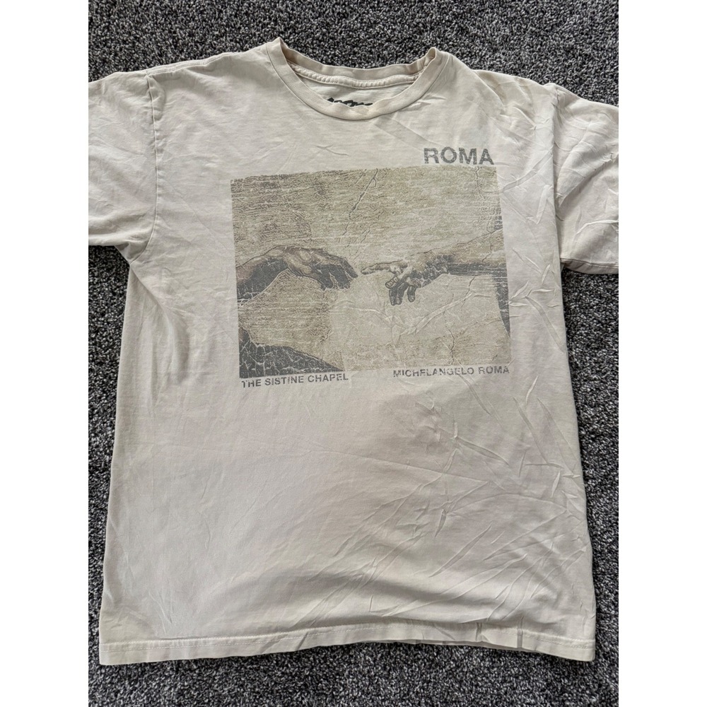Artist Series Michelangelo Sistine Chapel Graphic T-Shirt Tan Mens Medium Roma
